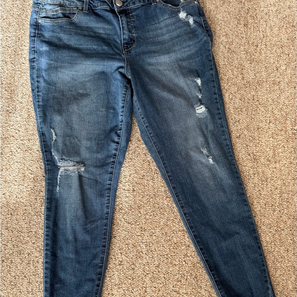 Women's Distressed Skinny Stretch Blue Jeans